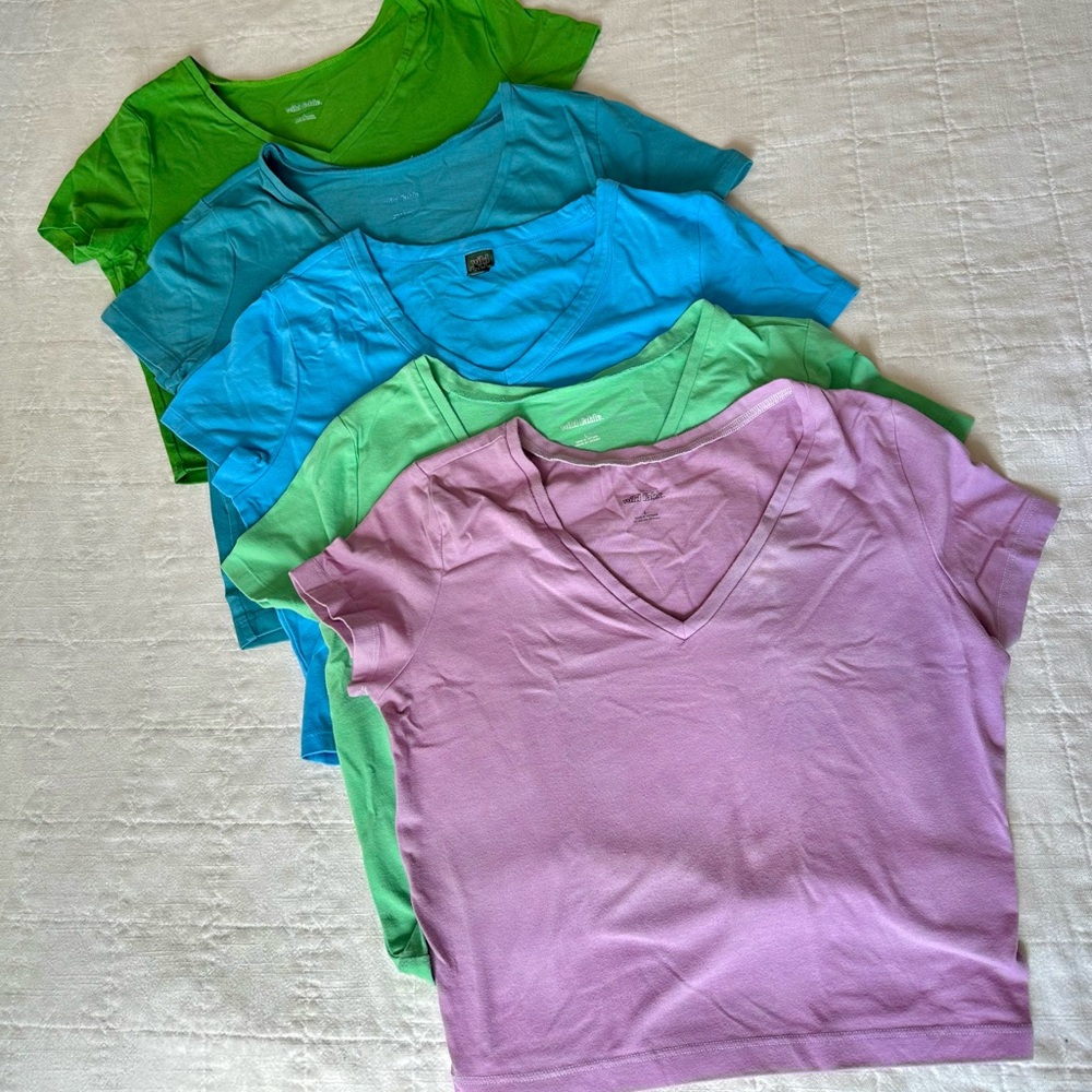 5 Wild Fable V-Neck Crop Top Tees - Lilac, Mint, Green, Sky Blue, Denim Blue